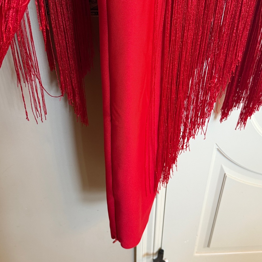 AKIRA Vibrant Red jump suit with fringe - Picture 3 of 10